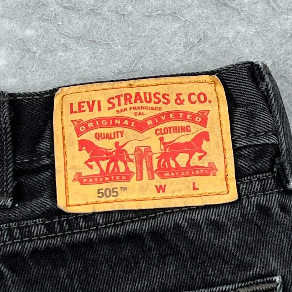 Levi's 505 Jeans Mens 40x33 Black‎ 100% Cotton Denim Regular Fit Straight Leg